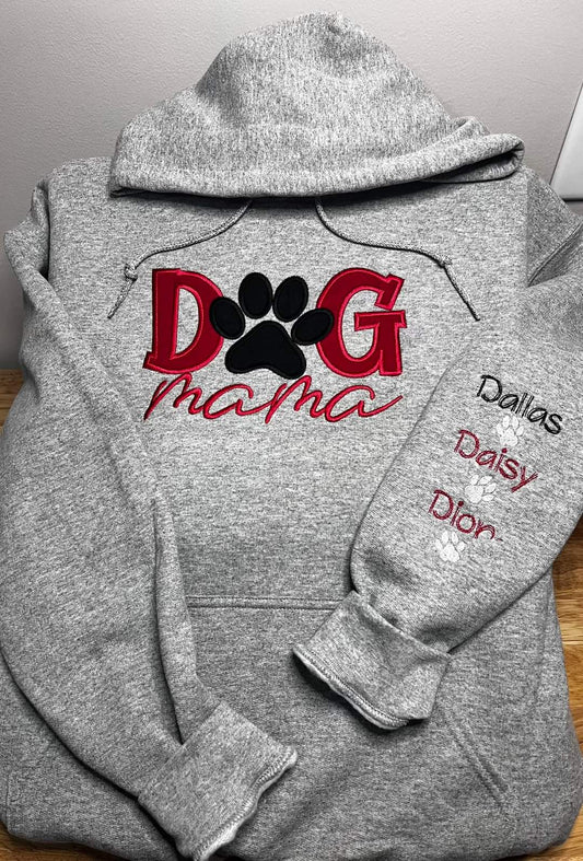 Dog Mama Embroidered Hoodie.